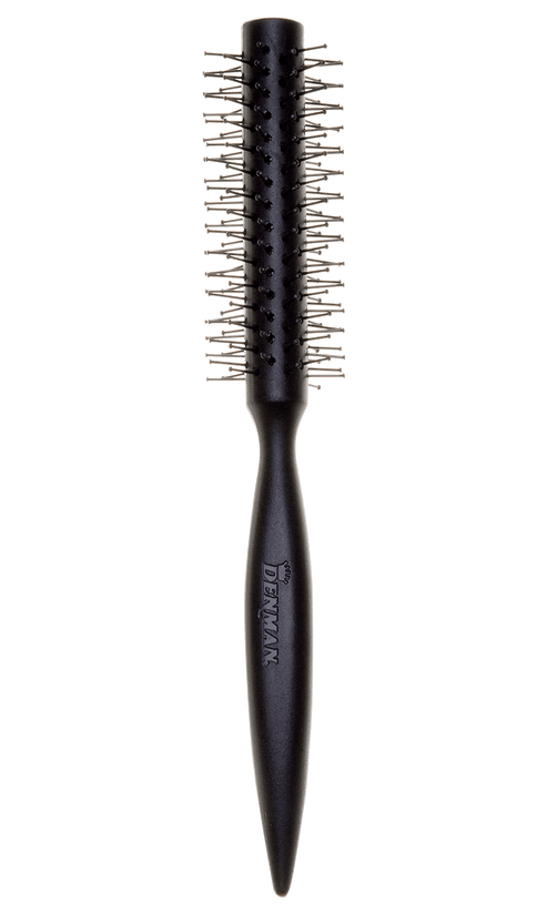 a black hair brush with a black handle